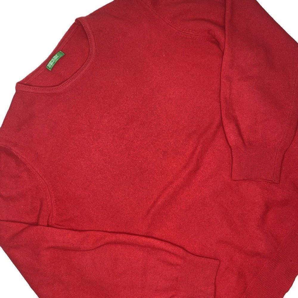 Made In Italy Of Benetton Lambswool & Angora Blend Red Pullover Sweater Size 16